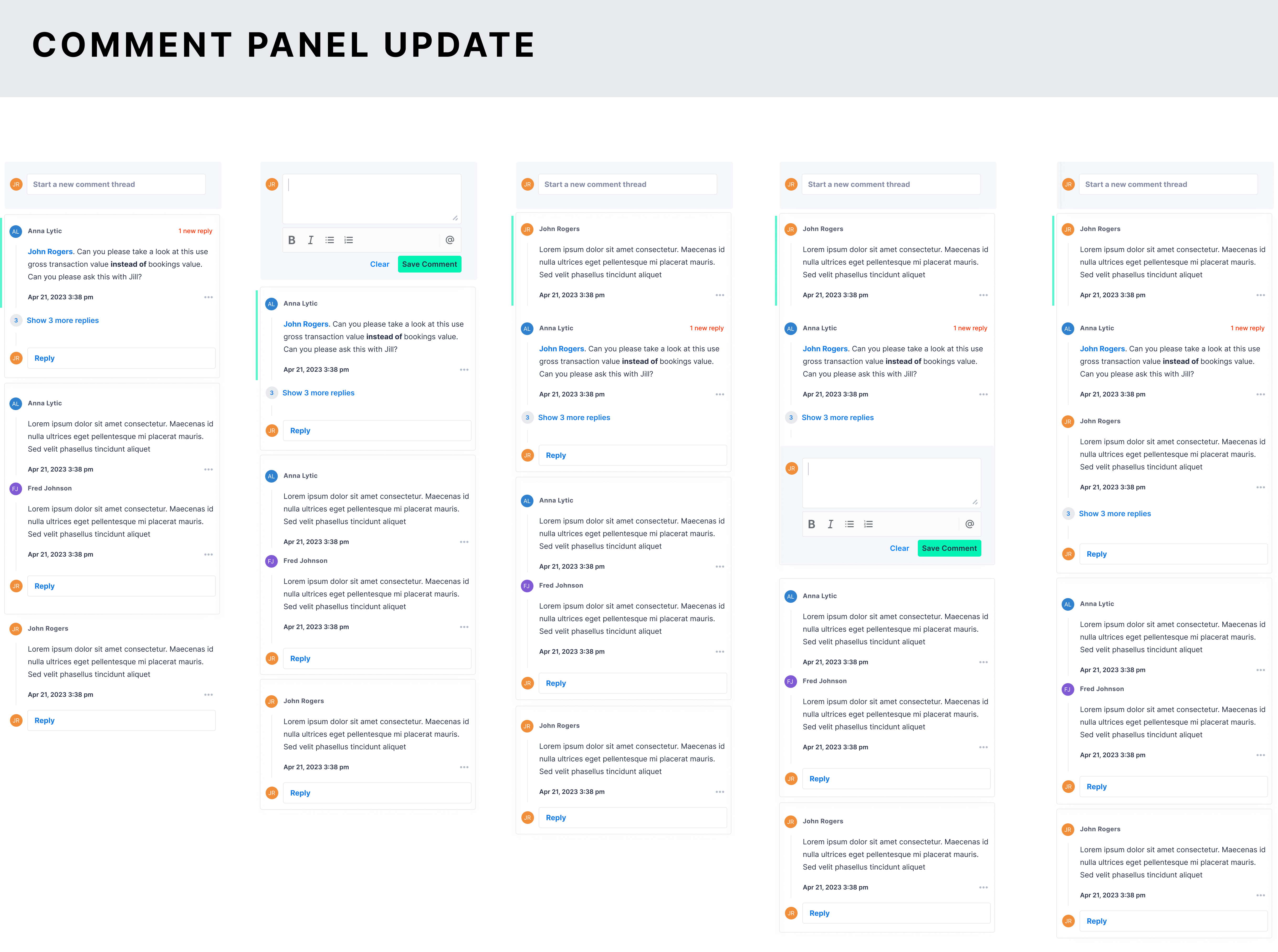 Threaded comments on expense line items